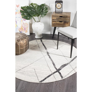 Oasis Noah White Grey Contemporary Round Rug