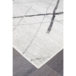 Oasis Noah White Grey Contemporary Runner Rug