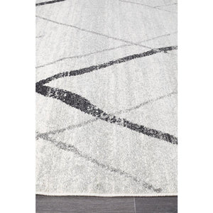 Oasis Noah White Grey Contemporary Runner Rug