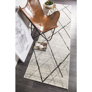 Oasis Noah White Grey Contemporary Runner Rug