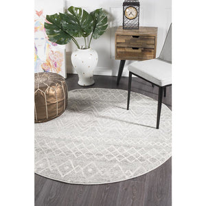 Oasis Nadia Grey Rustic Tribal Round Rug