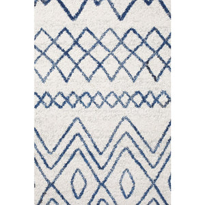 Oasis Nadia White Blue Rustic Tribal Round Rug