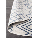 Oasis Nadia White Blue Rustic Tribal Round Rug