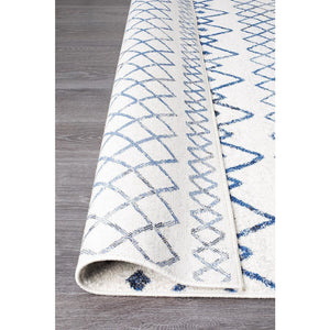 Oasis Nadia White Blue Rustic Tribal Runner Rug