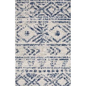 Oasis Ismail White Blue Rustic Round Rug