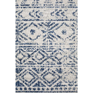 Oasis Ismail White Blue Rustic Runner Rug