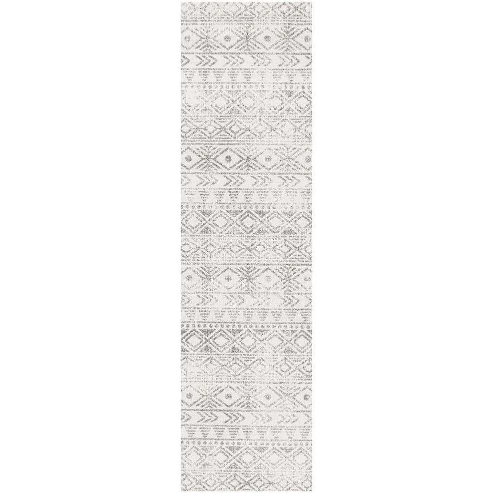 Oasis Ismail White Grey Rustic Runner Rug