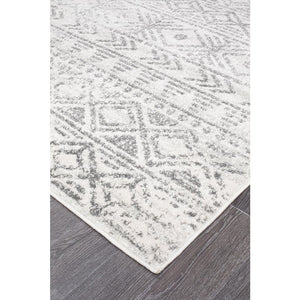 Oasis Ismail White Grey Rustic Runner Rug