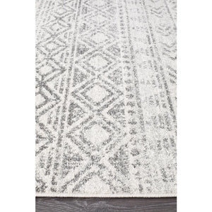 Oasis Ismail White Grey Rustic Runner Rug