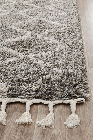 Saffron Thick Pile Moroccan Grey Runner Rug