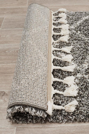 Saffron Thick Pile Moroccan Grey Runner Rug