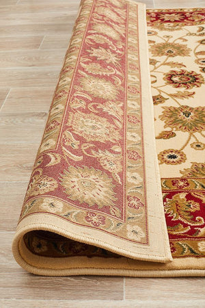 Classic Rug Ivory with Red Border