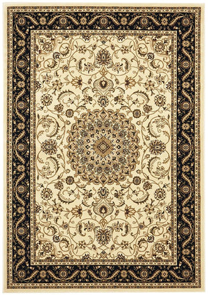 Medallion Rug Ivory with Black Border