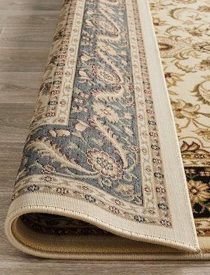 Medallion Rug Ivory with Black Border