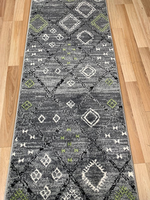 Seville Grey Green Hallway Runner 80CM Wide