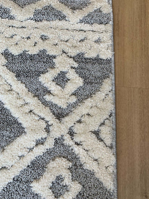 Boho White Grey Hallway Runner 80CM Wide