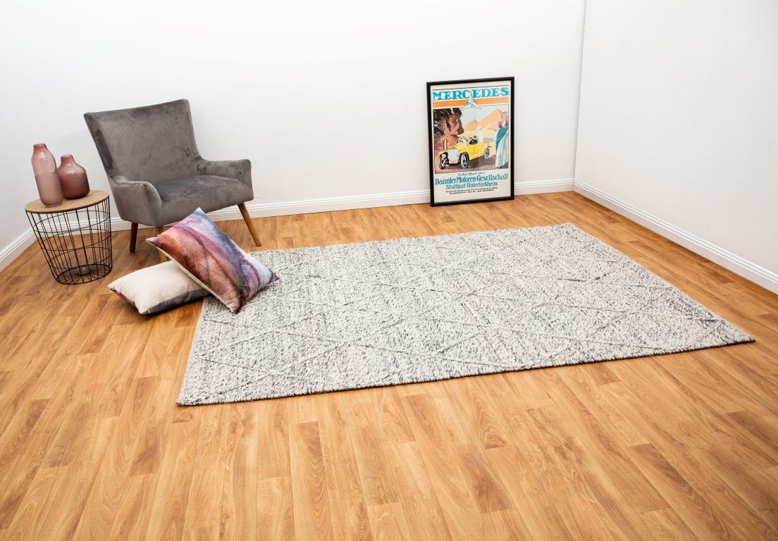 Diamond Grey Felted Wool Rug