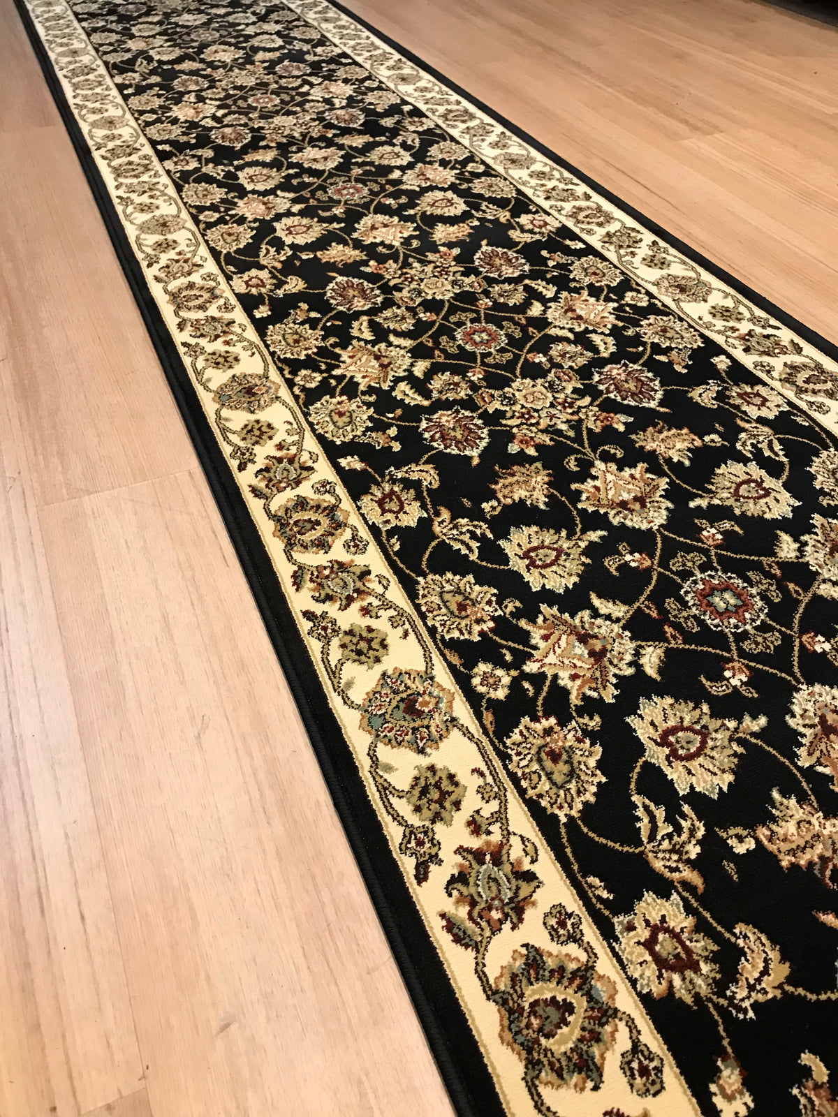 Traditional Hall Runner Agrabah Black Cream High Quality