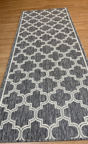 Moroccan Taupe Linen Hall Runner Non-Slip 80cm Wide