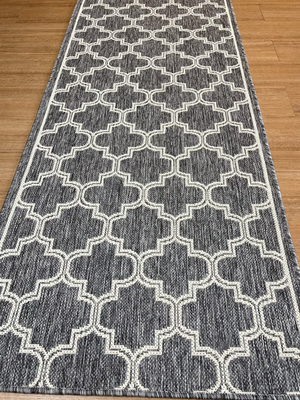 Moroccan Silver Ivory Hall Runner Non-Slip 80cm Wide