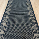 Xena Greek Key Black Natural Hall Runner Non-Slip 80cm Wide