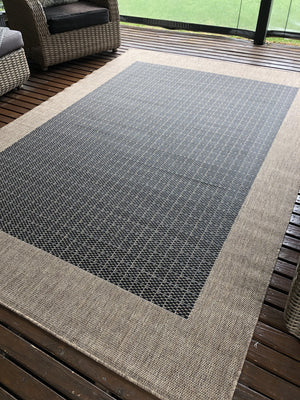 Suva Black Coffee Flat Woven Rubber Backed Rug 405 112