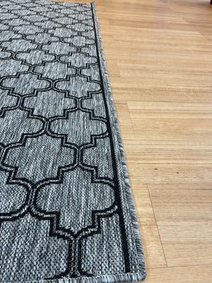 Moroccan Grey Black Hall Runner Non-Slip 80cm Wide