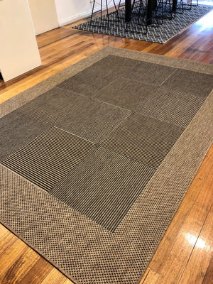 Suva Black Coffee Squares Flat Woven Rubber Backed Rug 22 112