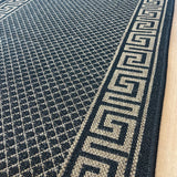 Xena Greek Key Black Natural Hall Runner Non-Slip 80cm Wide